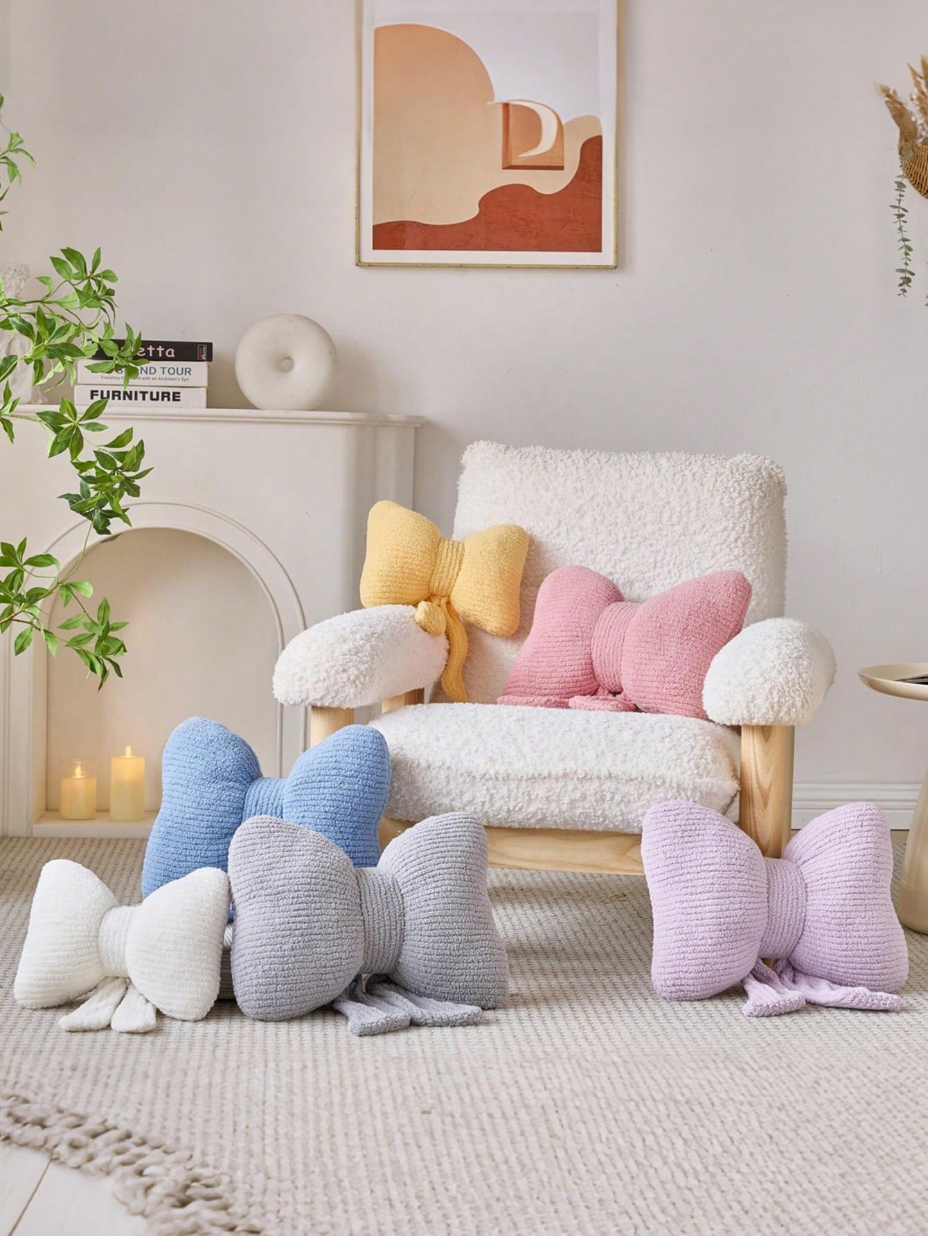 1pc Bow Knot Throw Pillow, Soft Plush Decorative Pillow, Bow Knot Pillow For Sofa Bed, Home Decor Bow Knot Shaped Pillow Suitable For Bedroom Living Room, Autumn Outdoor Cushion, Bedroom Decor, Room D