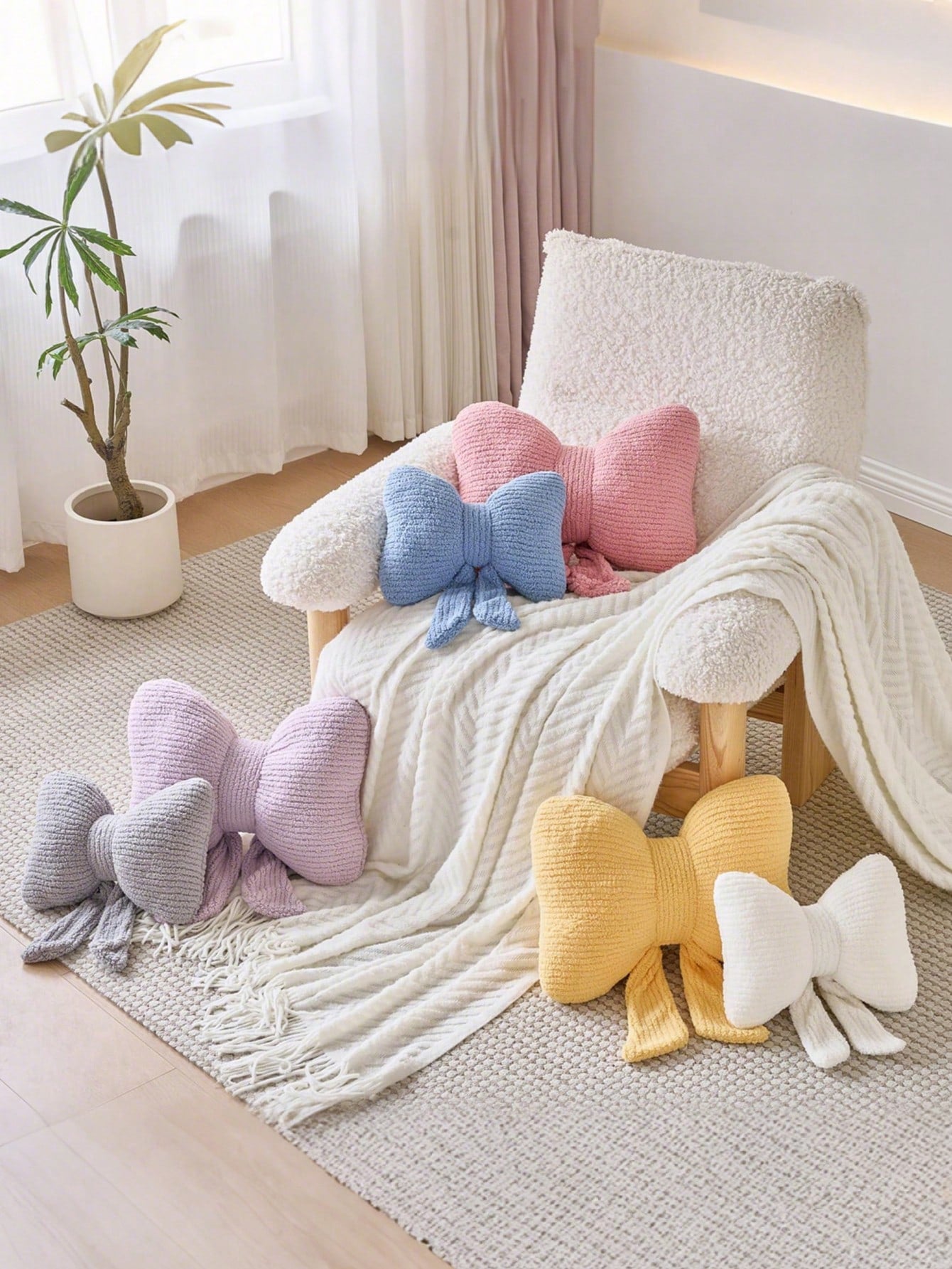 1pc Bow Knot Throw Pillow, Soft Plush Decorative Pillow, Bow Knot Pillow For Sofa Bed, Home Decor Bow Knot Shaped Pillow Suitable For Bedroom Living Room, Autumn Outdoor Cushion, Bedroom Decor, Room D