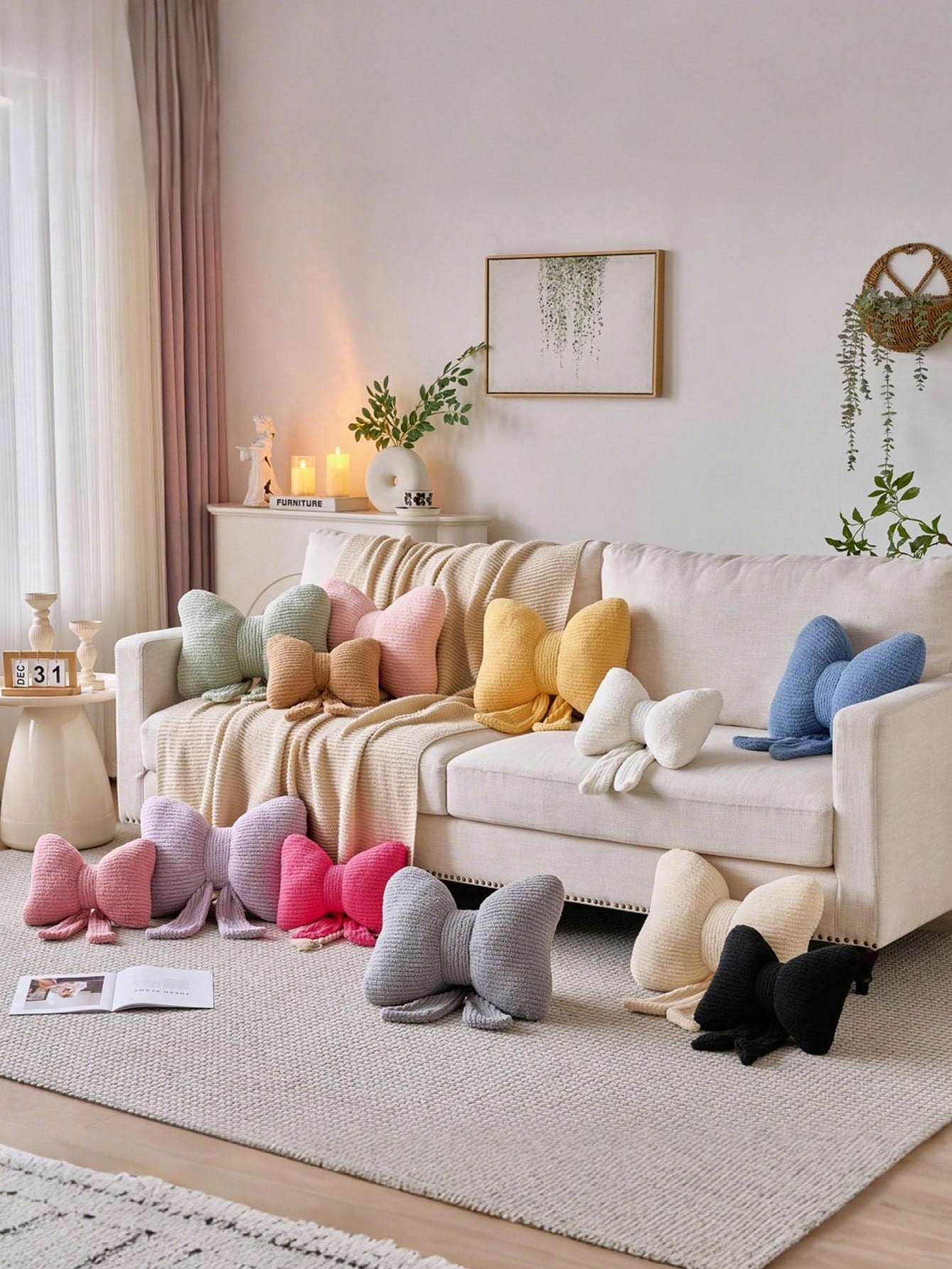1pc Bow Knot Throw Pillow, Soft Plush Decorative Pillow, Bow Knot Pillow For Sofa Bed, Home Decor Bow Knot Shaped Pillow Suitable For Bedroom Living Room, Autumn Outdoor Cushion, Bedroom Decor, Room D