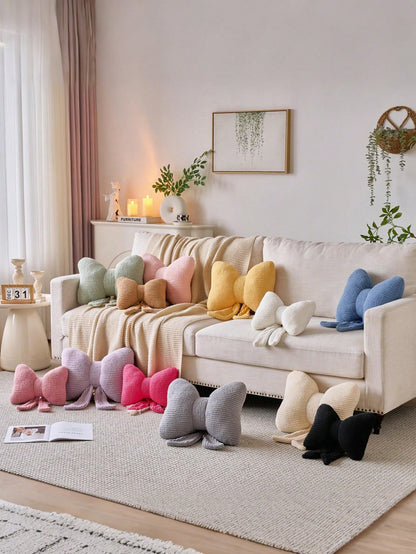 1pc Bow Knot Throw Pillow, Soft Plush Decorative Pillow, Bow Knot Pillow For Sofa Bed, Home Decor Bow Knot Shaped Pillow Suitable For Bedroom Living Room, Autumn Outdoor Cushion, Bedroom Decor, Room D