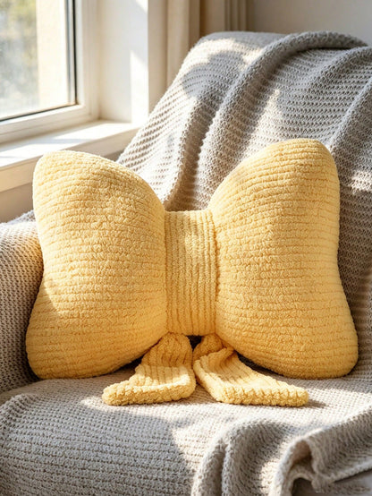 1pc Bow Knot Throw Pillow, Soft Plush Decorative Pillow, Bow Knot Pillow For Sofa Bed, Home Decor Bow Knot Shaped Pillow Suitable For Bedroom Living Room, Autumn Outdoor Cushion, Bedroom Decor, Room D
