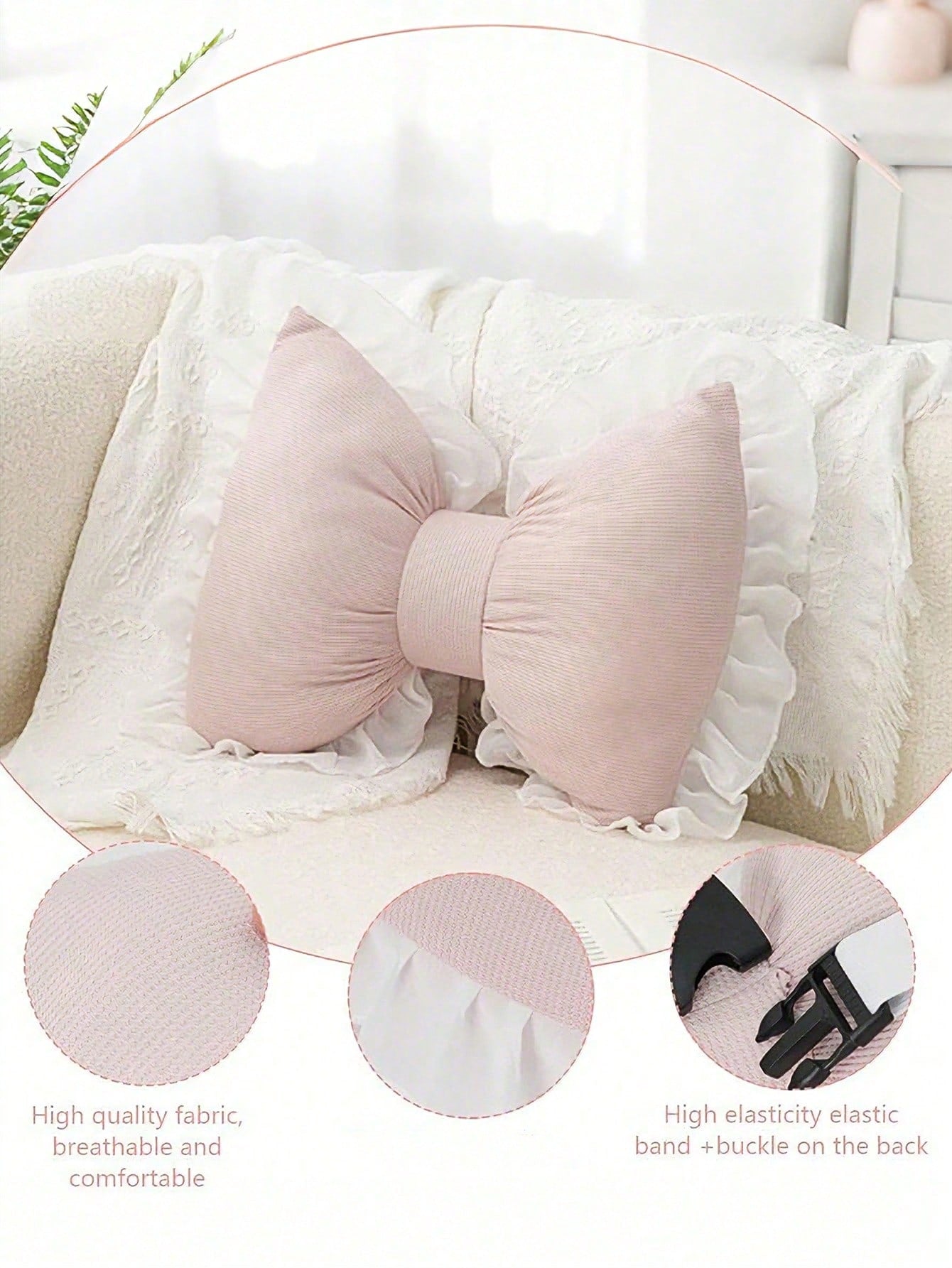 1pc Bow-Shaped Decorative Pillow, Pink Lace Bow Cushion For Sofa, Bed, Living Room, Bedroom, Spring/Summer, Outdoor Garden, Bedroom Decor, Room Decoration, Thanksgiving, Halloween