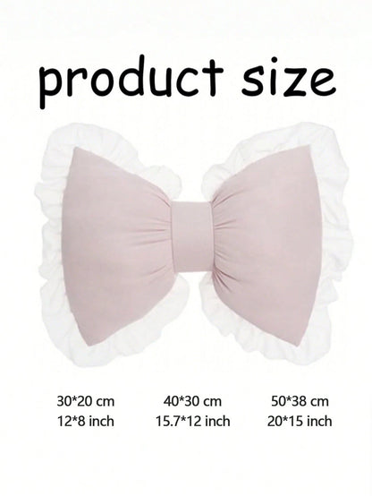 1pc Bow-Shaped Decorative Pillow, Pink Lace Bow Cushion For Sofa, Bed, Living Room, Bedroom, Spring/Summer, Outdoor Garden, Bedroom Decor, Room Decoration, Thanksgiving, Halloween