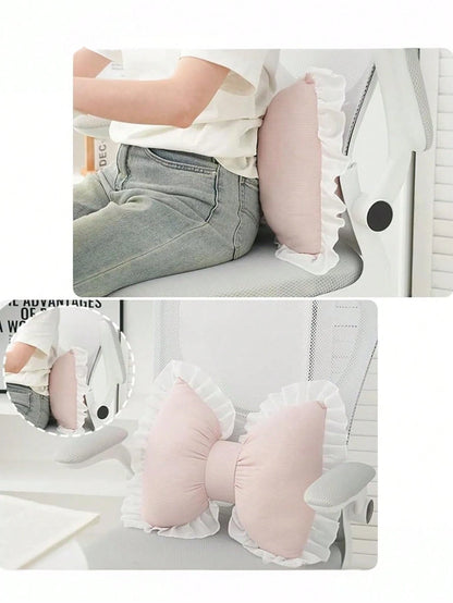 1pc Bow-Shaped Decorative Pillow, Pink Lace Bow Cushion For Sofa, Bed, Living Room, Bedroom, Spring/Summer, Outdoor Garden, Bedroom Decor, Room Decoration, Thanksgiving, Halloween