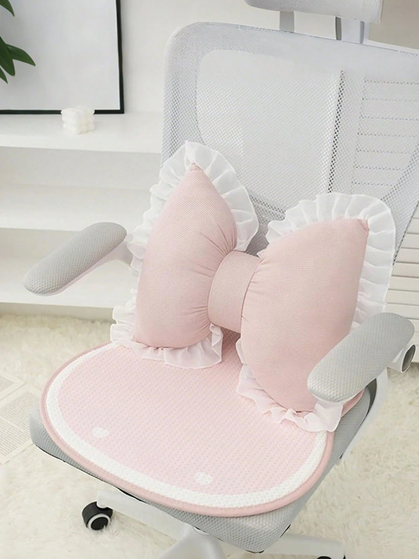 1pc Bow-Shaped Decorative Pillow, Pink Lace Bow Cushion For Sofa, Bed, Living Room, Bedroom, Spring/Summer, Outdoor Garden, Bedroom Decor, Room Decoration, Thanksgiving, Halloween
