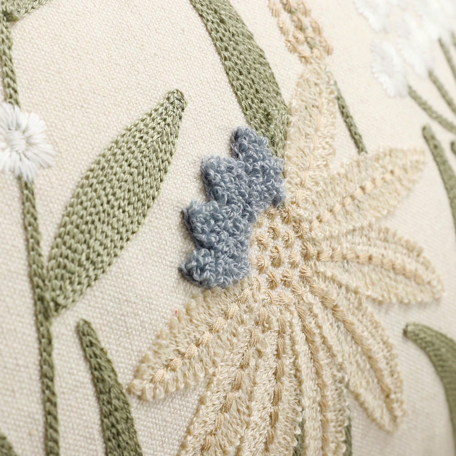1pc Canvas Embroidered Throw Pillow Cover 12x20 Inch, Decorative Cushion Cover With Zipper, Cute Wildflower Design For Sofa, Bed, Home Decor (Inner Pillow Not Included)