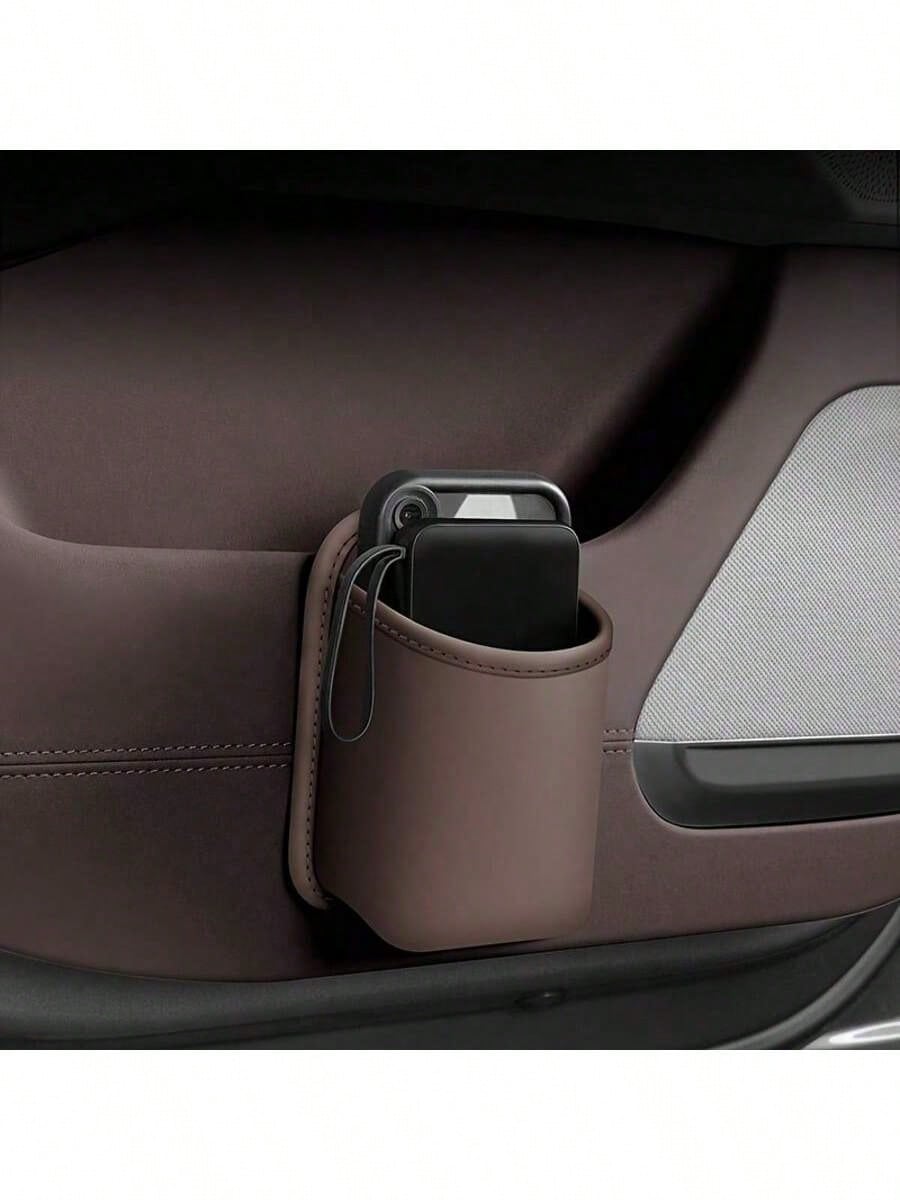 1pc Car Door Storage Rack, PU Leather Material, Multi-Functional Storage Organizer With Phone Holder, Trash Can, Tissue Box, Waterproof Lining- Anti-Slip & Anti-Spill, Fits Car Armrest Slot, Suitable
