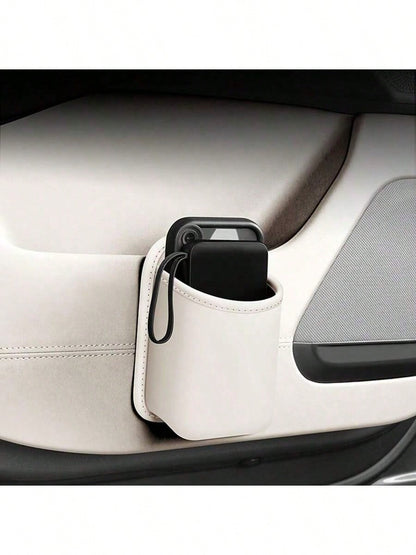 1pc Car Door Storage Rack, PU Leather Material, Multi-Functional Storage Organizer With Phone Holder, Trash Can, Tissue Box, Waterproof Lining- Anti-Slip & Anti-Spill, Fits Car Armrest Slot, Suitable