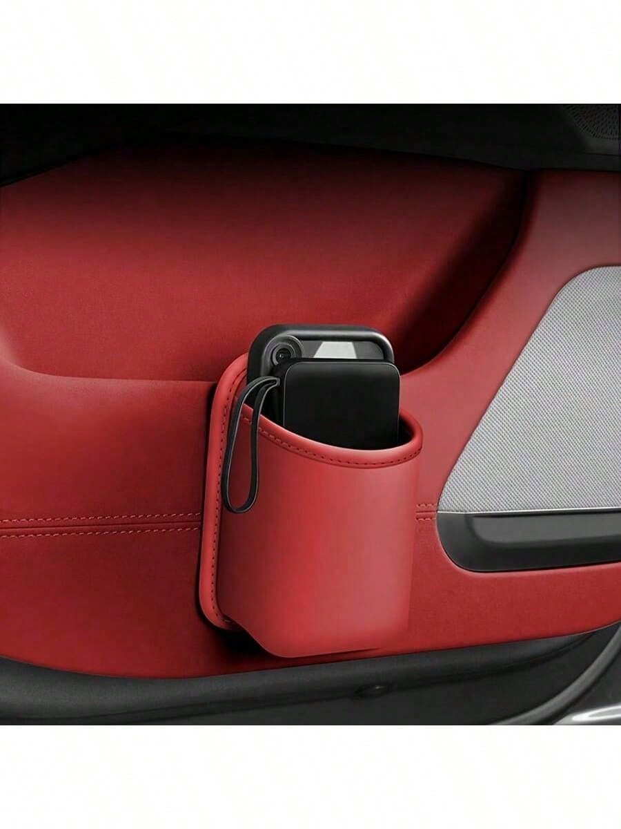 1pc Car Door Storage Rack, PU Leather Material, Multi-Functional Storage Organizer With Phone Holder, Trash Can, Tissue Box, Waterproof Lining- Anti-Slip & Anti-Spill, Fits Car Armrest Slot, Suitable