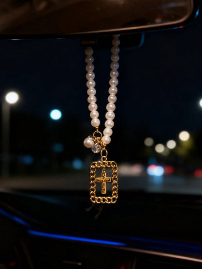 1pc Car Interior Pendant Alloy Cross Car Rearview Mirror Suspension Decoration Car Interior Decoration Accessories