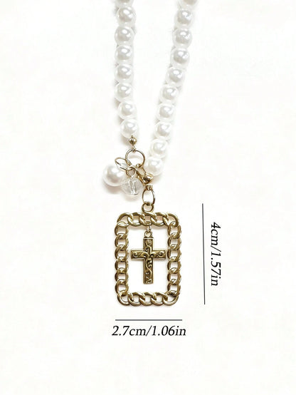 1pc Car Interior Pendant Alloy Cross Car Rearview Mirror Suspension Decoration Car Interior Decoration Accessories