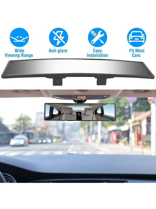1PC Car Rearview Mirror 11.4in Interior Clip-On Curve Convex Panoramic Anti-Glare Rear View Mirrors With Wide Viewing Range For Cars SUVs Trucks Vehicles