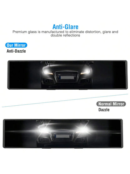 1PC Car Rearview Mirror 11.4in Interior Clip-On Curve Convex Panoramic Anti-Glare Rear View Mirrors With Wide Viewing Range For Cars SUVs Trucks Vehicles