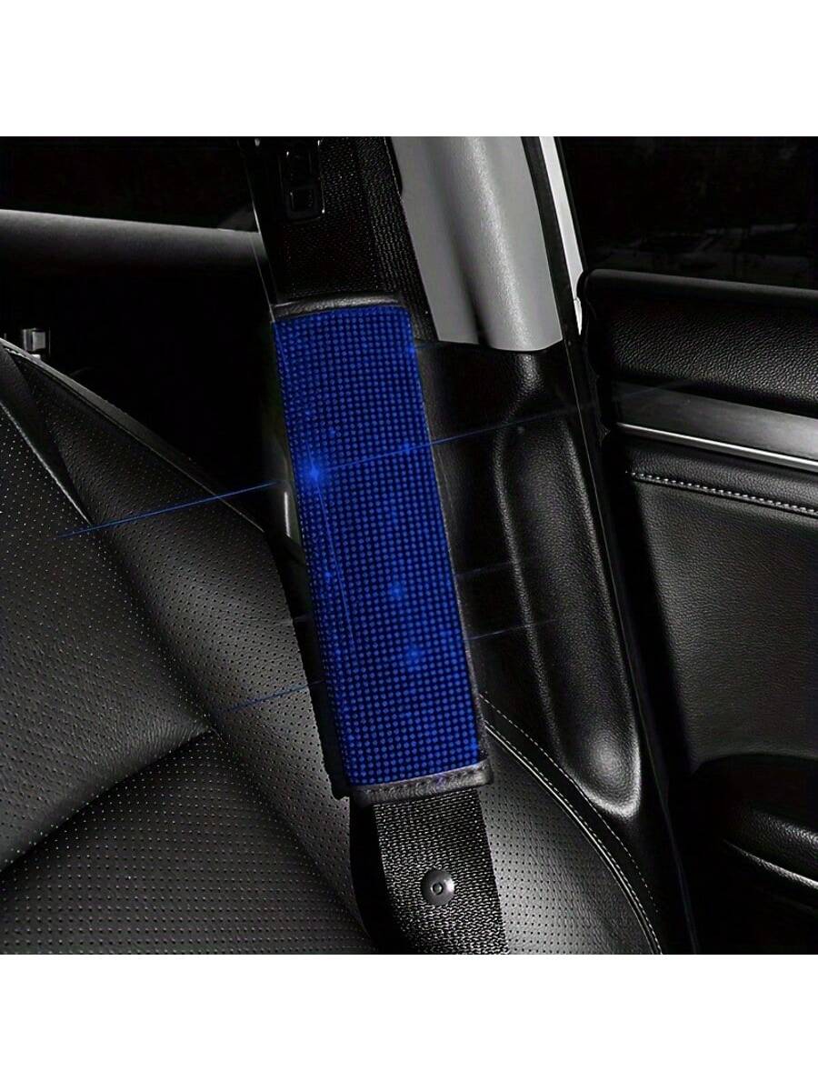 1pc Car Seat Belt Cover Shoulder Protection Set With Sparkling Rhinestone Leather Seat Belt Cover Suitable For All Cars