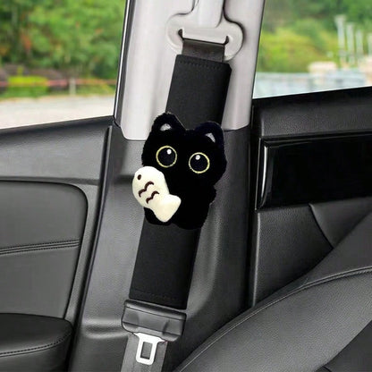 1pc Car Shoulder Pad Cover, Black Catfish Pattern, Suitable For Most Car Models, Fashionable And Elegant Design, Enhances Comfort, Car Interior Accessory