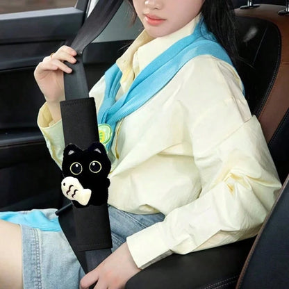 1pc Car Shoulder Pad Cover, Black Catfish Pattern, Suitable For Most Car Models, Fashionable And Elegant Design, Enhances Comfort, Car Interior Accessory