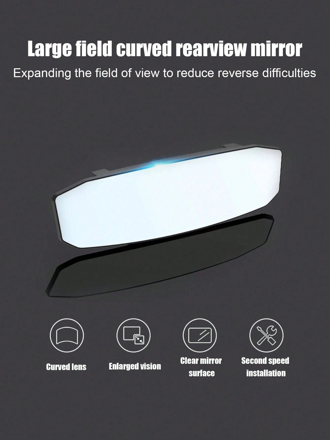 1pc Car Wide Angle Rearview Mirror/Interior Rearview Mirror, Car Reverse Mirror Wide Angle Curved Mirror, Suitable For All Car Models, Increase Field Of View Reduce Blind Spots, Universal High Definit