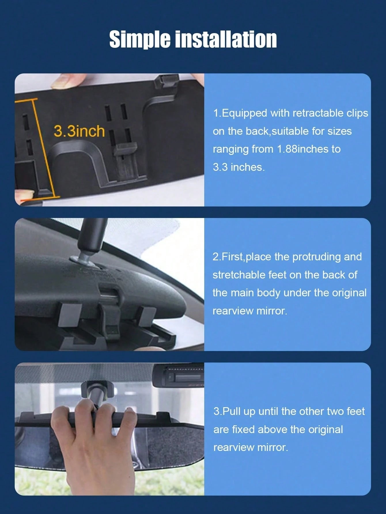 1pc Car Wide Angle Rearview Mirror/Interior Rearview Mirror, Car Reverse Mirror Wide Angle Curved Mirror, Suitable For All Car Models, Increase Field Of View Reduce Blind Spots, Universal High Definit
