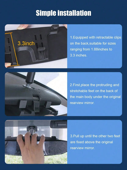 1pc Car Wide Angle Rearview Mirror/Interior Rearview Mirror, Car Reverse Mirror Wide Angle Curved Mirror, Suitable For All Car Models, Increase Field Of View Reduce Blind Spots, Universal High Definit