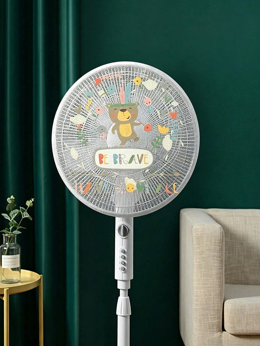 1pc Cartoon Fan Safety Guard, Anti-Pinch Mesh, Adjustable Elastic Mesh Fan Cover, Suitable For Boys And Girls 40.64-45.72cm Fan Protection Cover, Windproof Design, Easy To Install And Remove, Keeps Fa