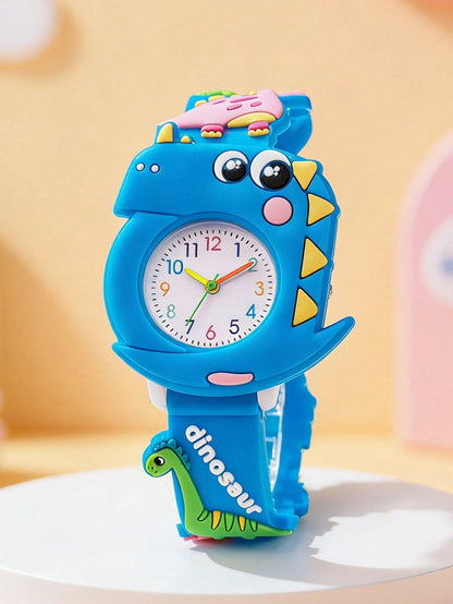 1pc Children's Watch With 3D Dinosaur Pattern Case, Fun Quartz Watch For Telling Time, Suitable For Daily Wear, Holiday Dress-Up, School, Gift-Giving