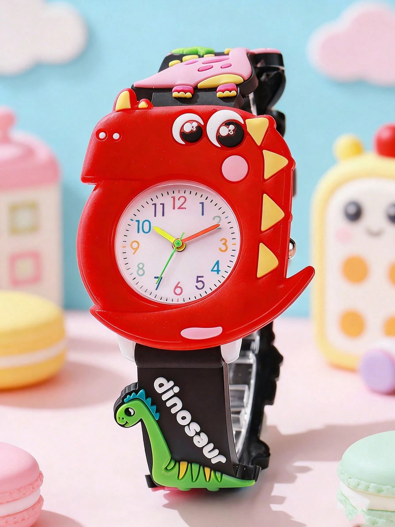 1pc Children's Watch With 3D Dinosaur Pattern Case, Fun Quartz Watch For Telling Time, Suitable For Daily Wear, Holiday Dress-Up, School, Gift-Giving