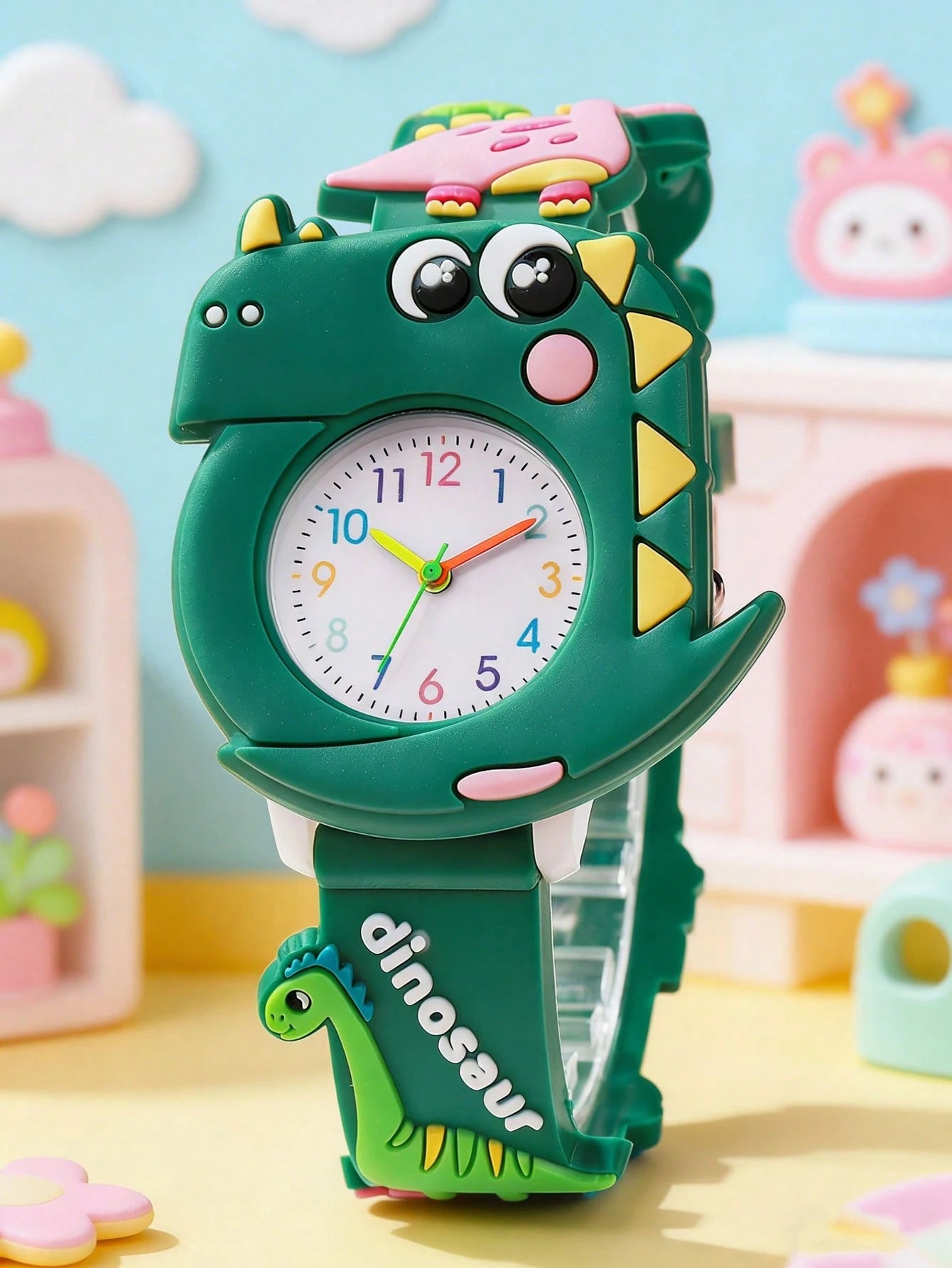 1pc Children's Watch With 3D Dinosaur Pattern Case, Fun Quartz Watch For Telling Time, Suitable For Daily Wear, Holiday Dress-Up, School, Gift-Giving