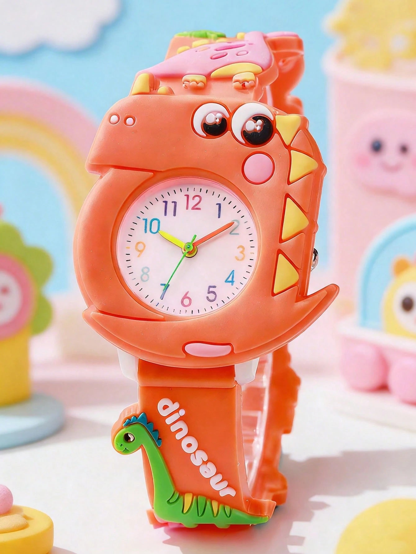 1pc Children's Watch With 3D Dinosaur Pattern Case, Fun Quartz Watch For Telling Time, Suitable For Daily Wear, Holiday Dress-Up, School, Gift-Giving