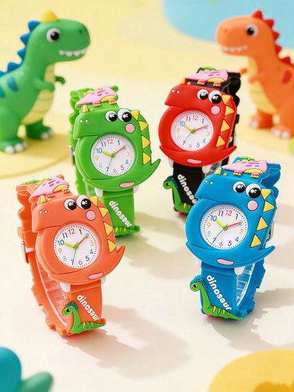 1pc Children's Watch With 3D Dinosaur Pattern Case, Fun Quartz Watch For Telling Time, Suitable For Daily Wear, Holiday Dress-Up, School, Gift-Giving