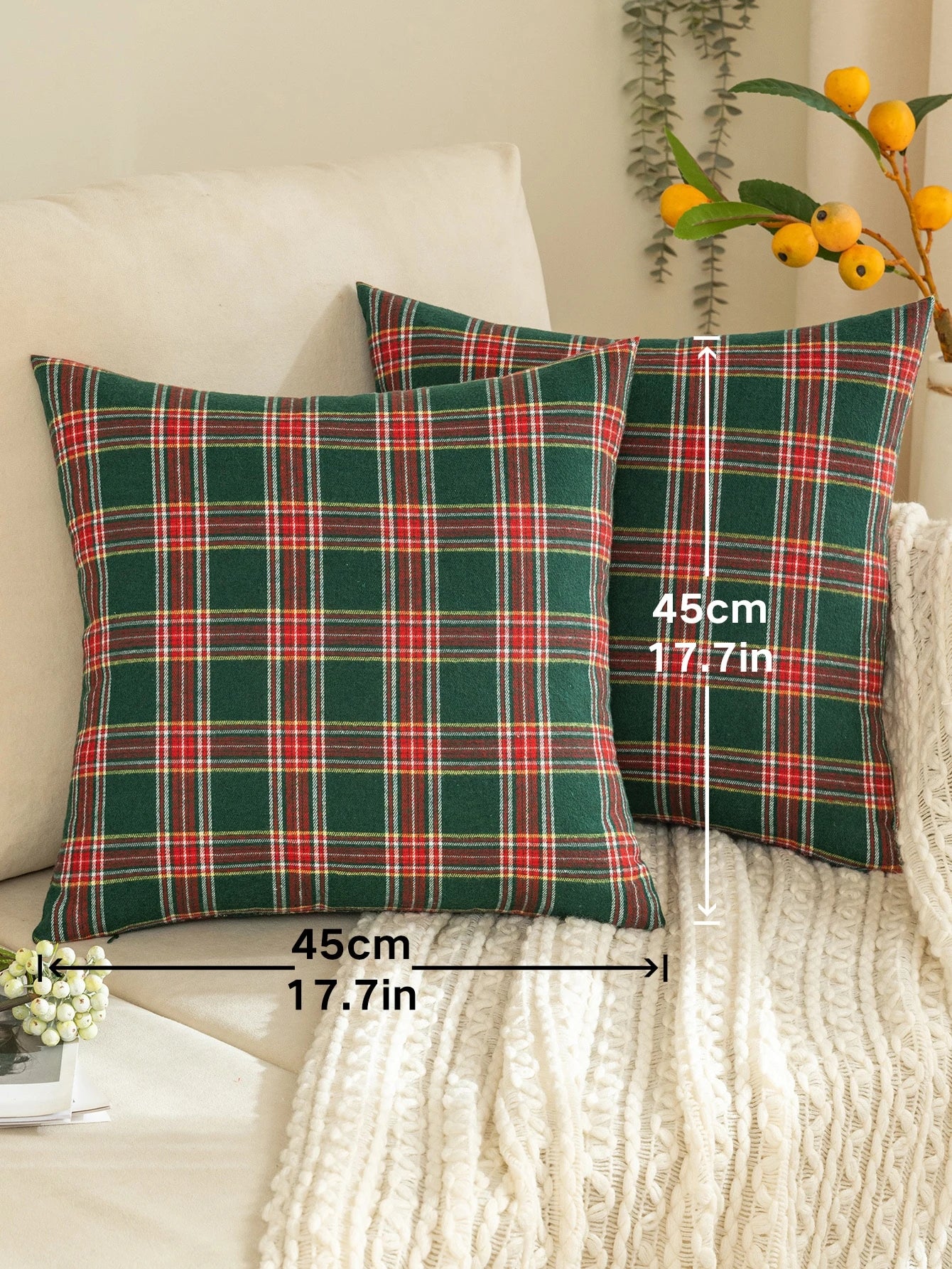 1pc Christmas Plaid Brushed Pillow Case, Suitable For Holiday Home Decor
