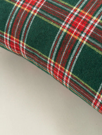 1pc Christmas Plaid Brushed Pillow Case, Suitable For Holiday Home Decor