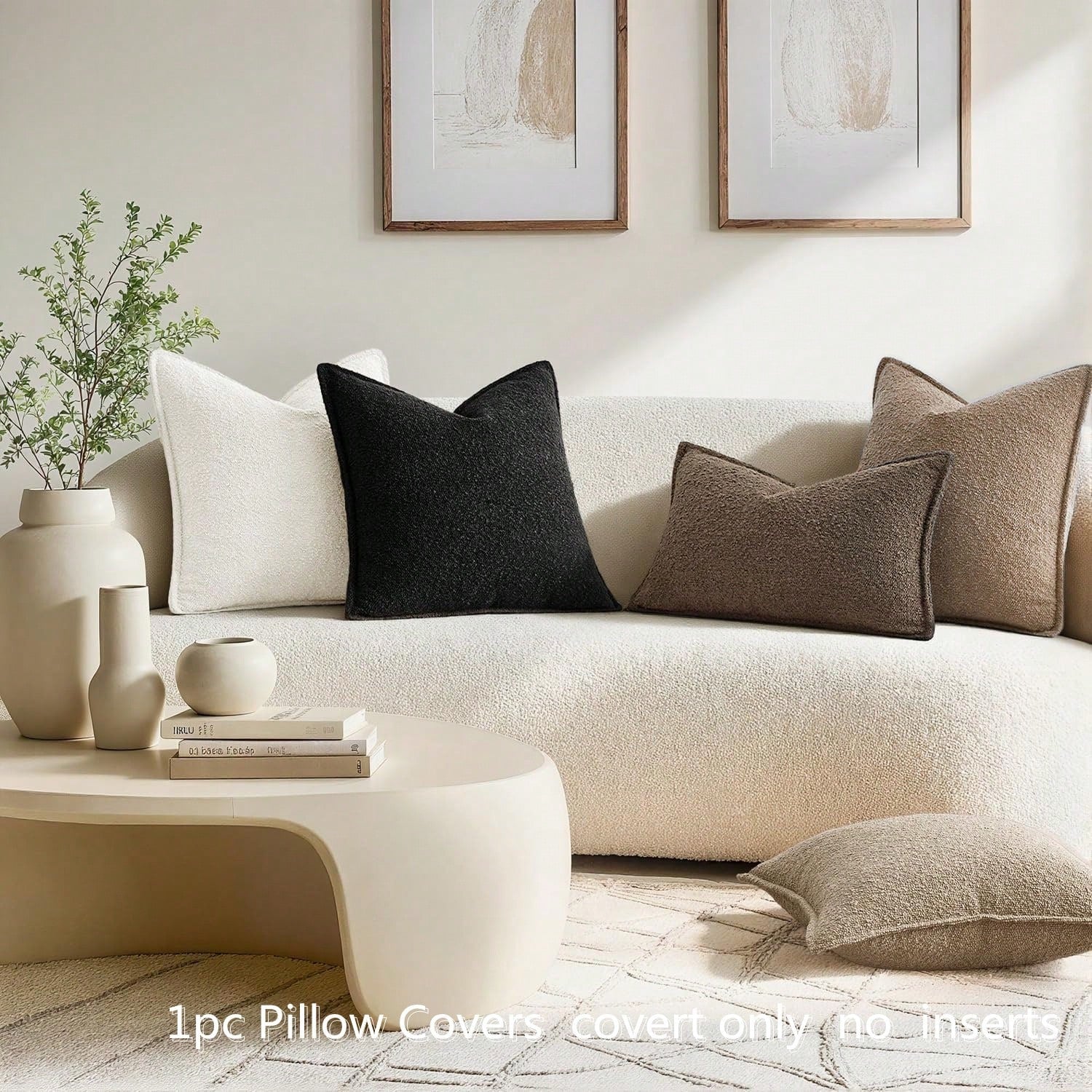 1pc Circular Plush Wide Edge Pillow Cover (Pillow Insert Not Included), Bohemian Style Sofa Cushion Cover, Soft & Comfortable Thickened Home Decor Pillow Case, Suitable For Balcony, Bedroom, Living Ro