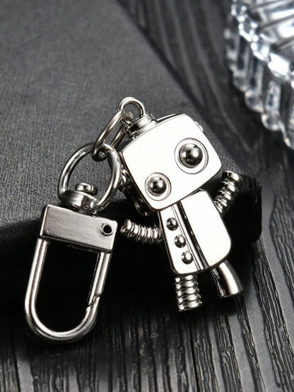 1pc Classic Robot Keychain, Minimalist Silver-Tone Alloy Keyring, Retro Simulation Model Pendant, Bag Charm, Suitable For Women's Daily Use
