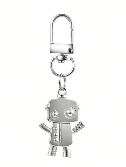 1pc Classic Robot Keychain, Minimalist Silver-Tone Alloy Keyring, Retro Simulation Model Pendant, Bag Charm, Suitable For Women's Daily Use