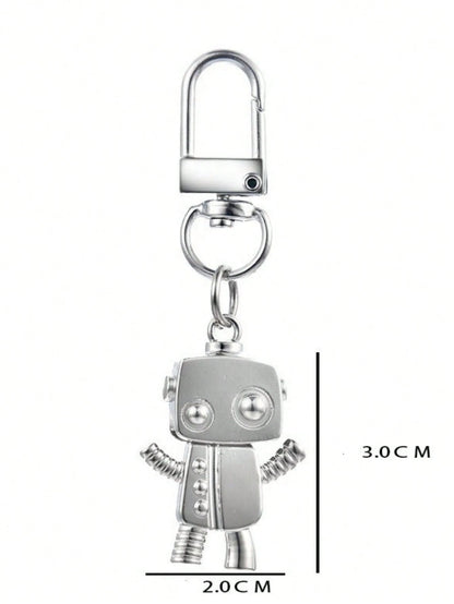 1pc Classic Robot Keychain, Minimalist Silver-Tone Alloy Keyring, Retro Simulation Model Pendant, Bag Charm, Suitable For Women's Daily Use