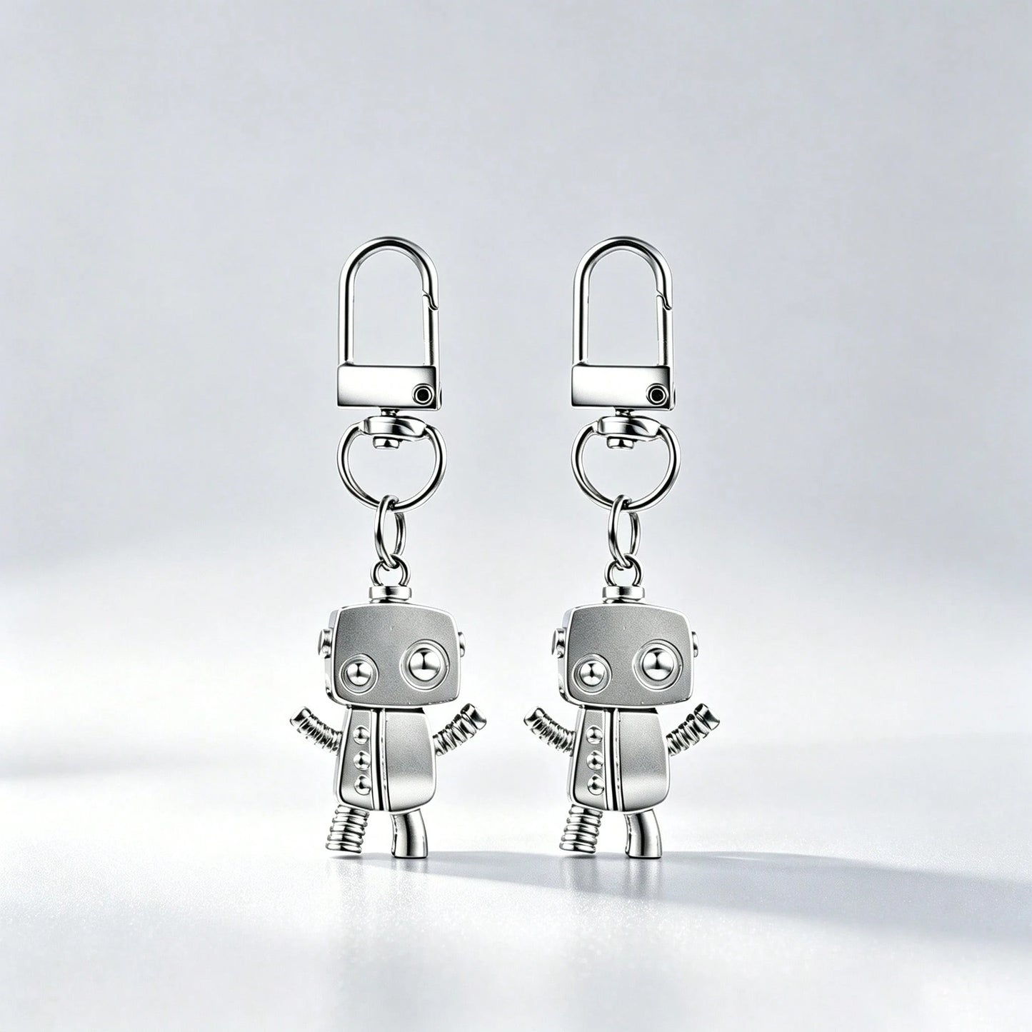 1pc Classic Robot Keychain, Minimalist Silver-Tone Alloy Keyring, Retro Simulation Model Pendant, Bag Charm, Suitable For Women's Daily Use