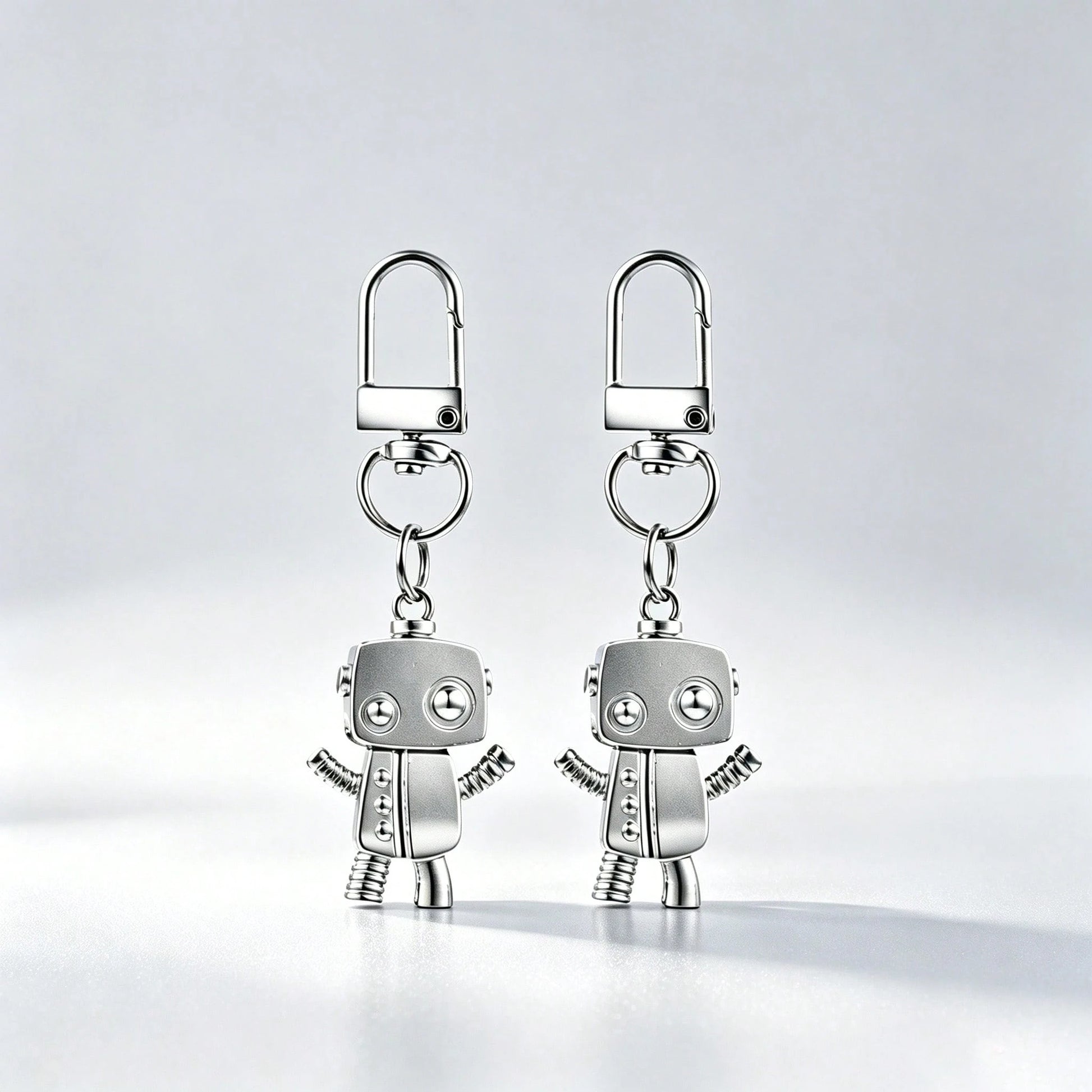 1pc Classic Robot Keychain, Minimalist Silver-Tone Alloy Keyring, Retro Simulation Model Pendant, Bag Charm, Suitable For Women's Daily Use