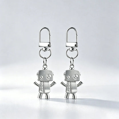 1pc Classic Robot Keychain, Minimalist Silver-Tone Alloy Keyring, Retro Simulation Model Pendant, Bag Charm, Suitable For Women's Daily Use