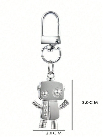 1pc Classic Robot Keychain, Minimalist Silver-Tone Alloy Keyring, Retro Simulation Model Pendant, Bag Charm, Suitable For Women's Daily Use