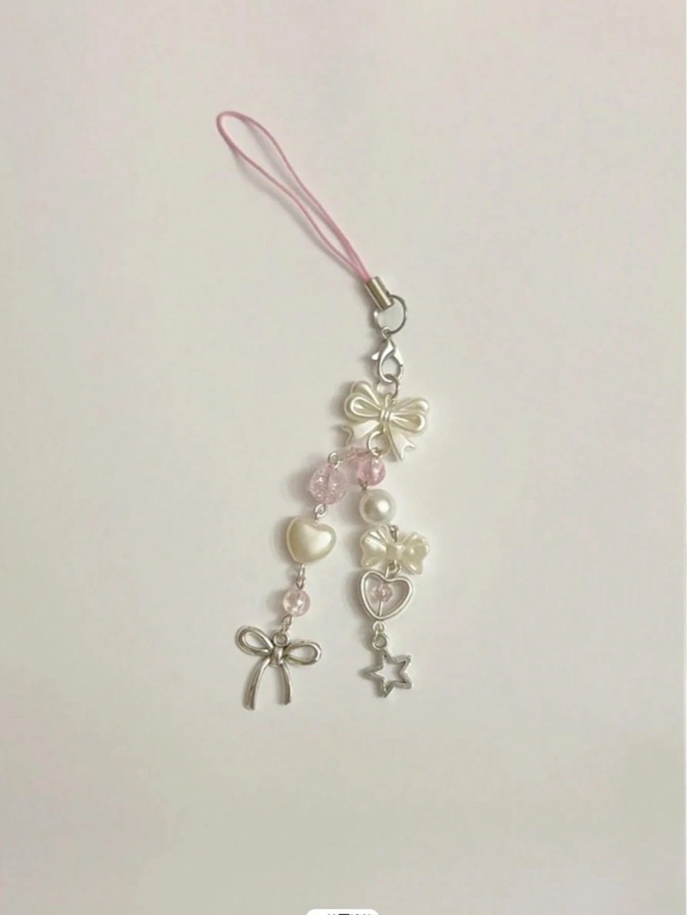 1pc Creative Faux Pearl Bow Decor Phone Lanyard, Camera Strap. Note: Due To Photography Angle And Magnification, The Actual Size May Slightly Differ From The Photo. Phone Charm, Phone Accessory, Smart