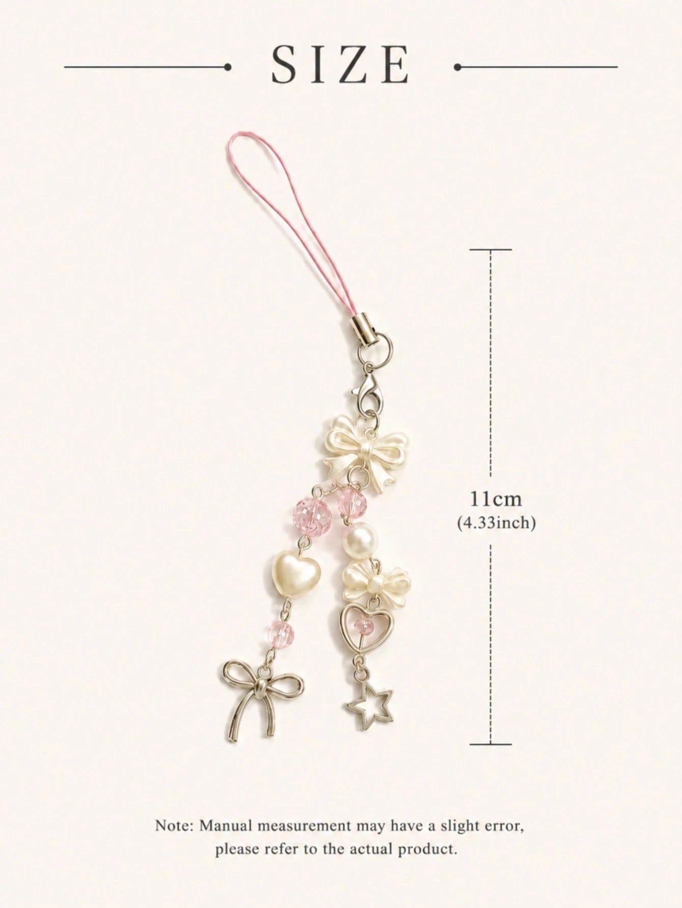 1pc Creative Faux Pearl Bow Decor Phone Lanyard, Camera Strap. Note: Due To Photography Angle And Magnification, The Actual Size May Slightly Differ From The Photo. Phone Charm, Phone Accessory, Smart