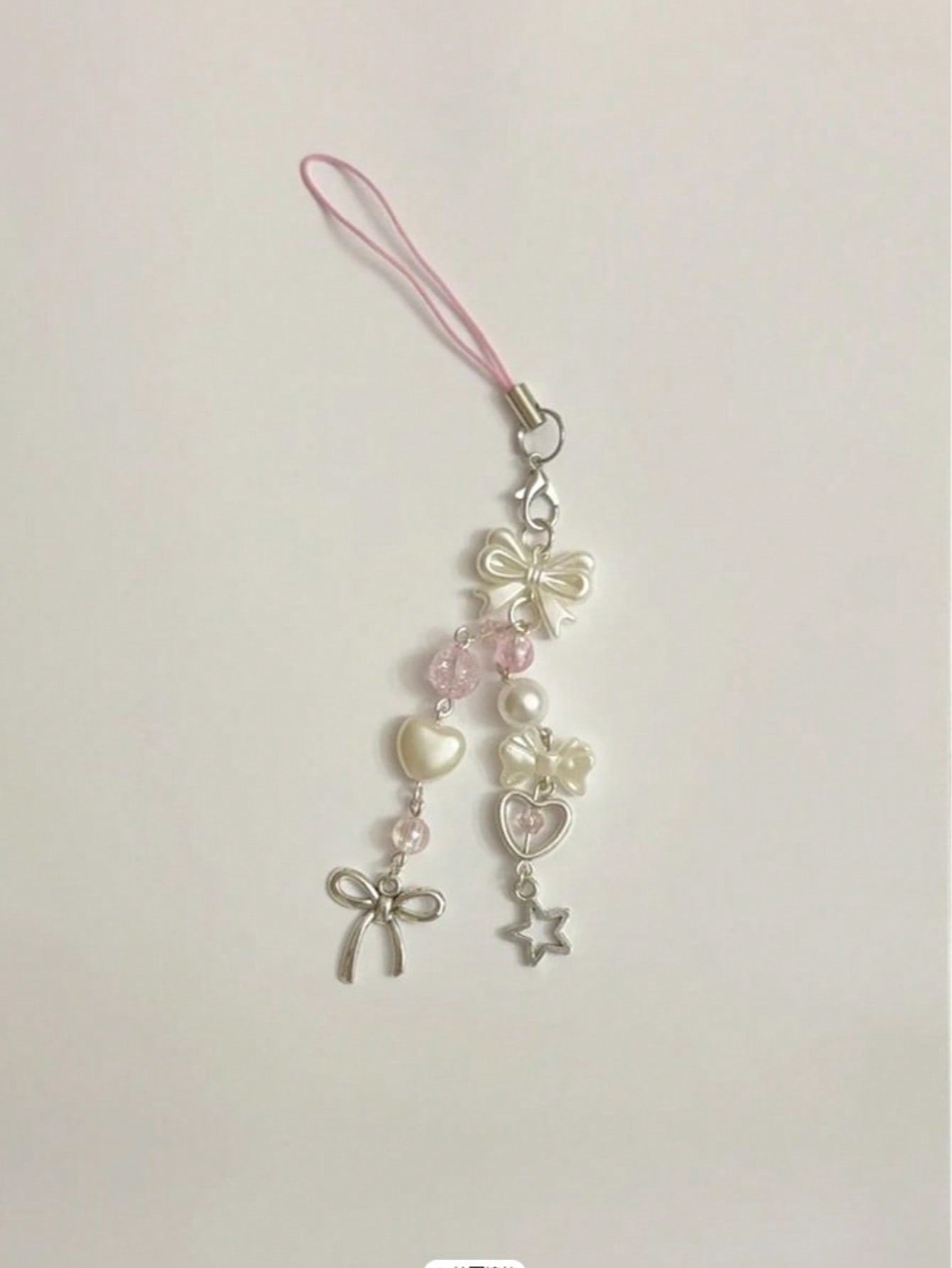 1pc Creative Faux Pearl Bow Decor Phone Lanyard, Camera Strap. Note: Due To Photography Angle And Magnification, The Actual Size May Slightly Differ From The Photo. Phone Charm, Phone Accessory, Smart