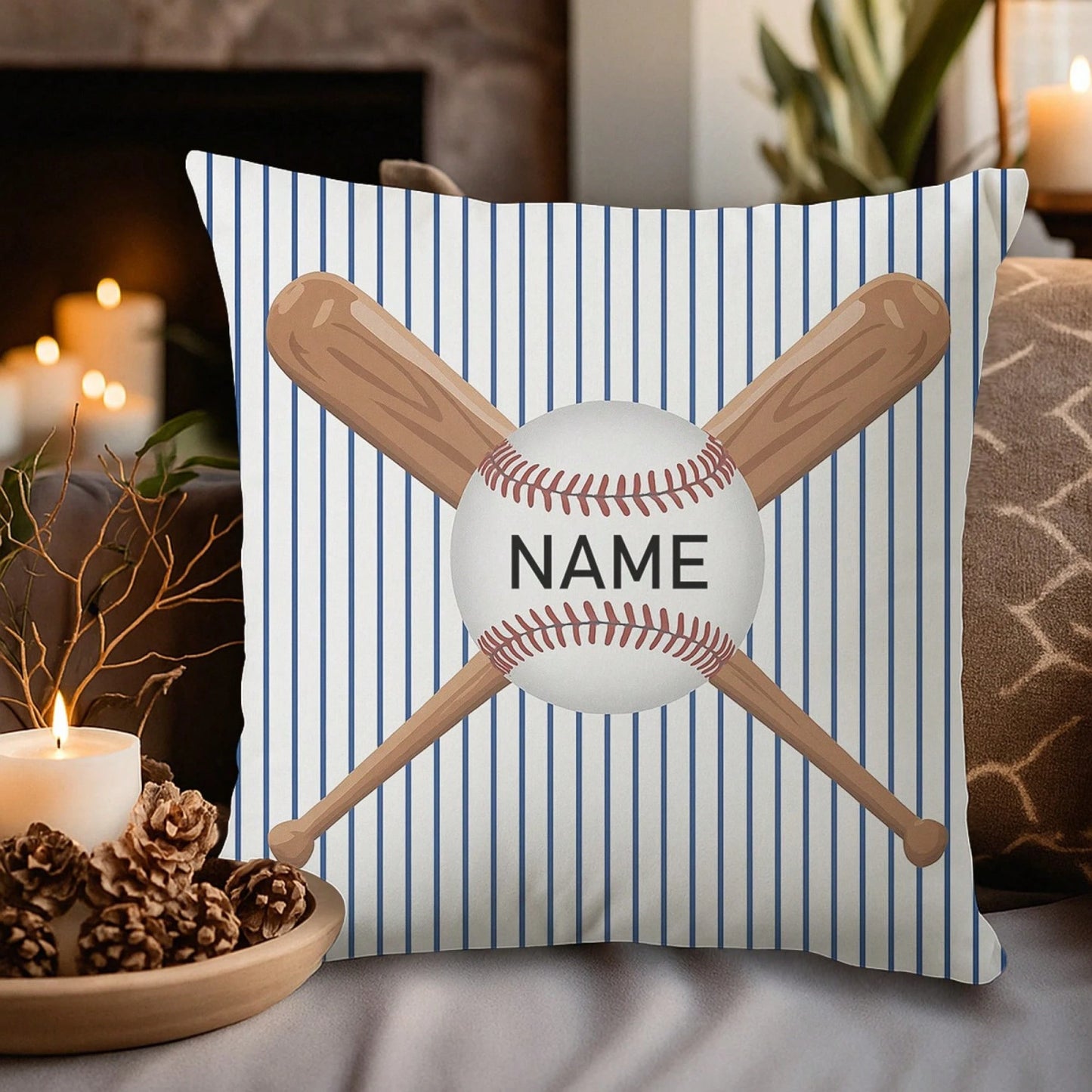 1Pc Custom Baseball Pillowcase, Can Be Personalized With A Name Or Logo, Made Of Polyester Fiber In Various Colors. This Handmade Pillow Is A Unique Birthday Gift For Friends, Pillow Insert Not Includ
