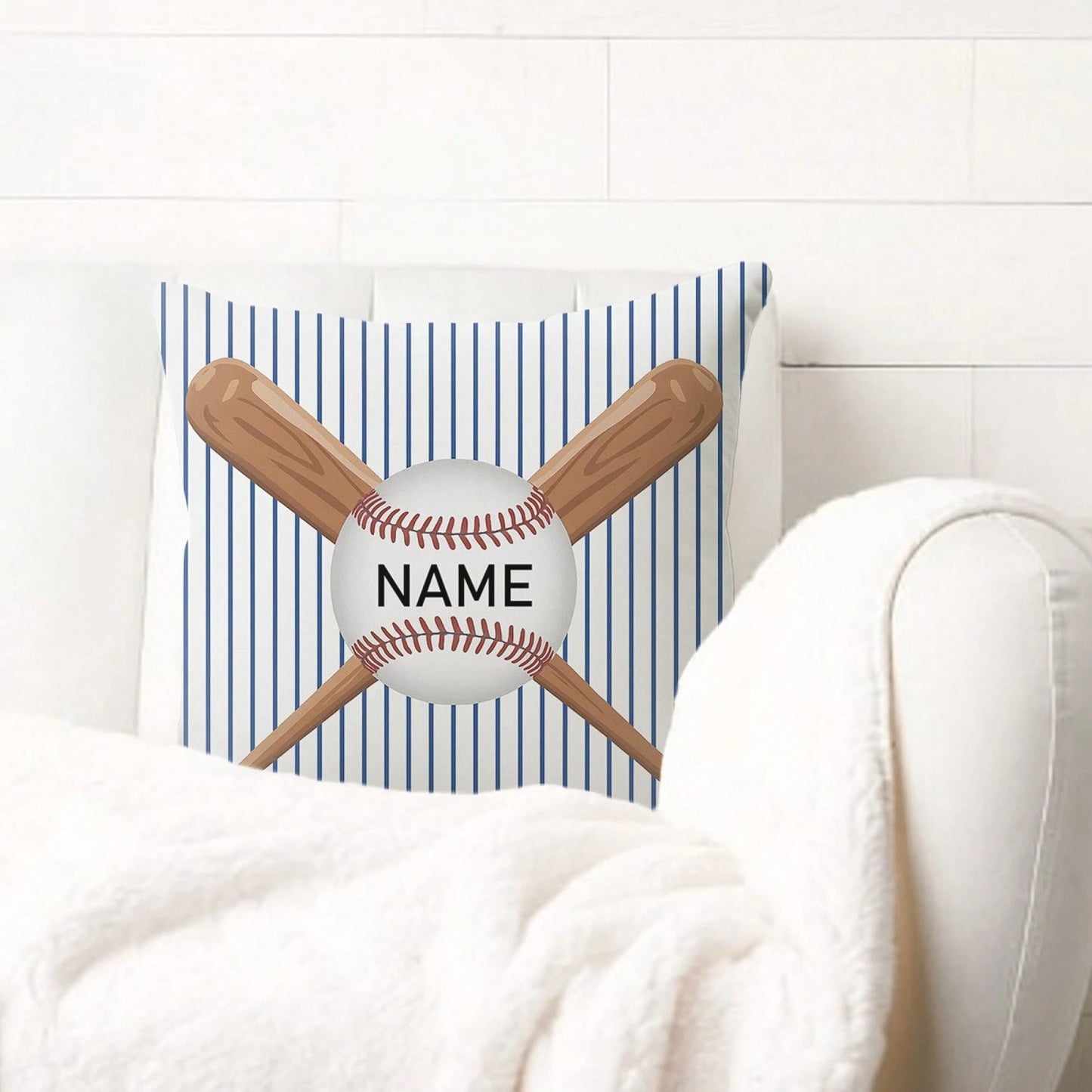 1Pc Custom Baseball Pillowcase, Can Be Personalized With A Name Or Logo, Made Of Polyester Fiber In Various Colors. This Handmade Pillow Is A Unique Birthday Gift For Friends, Pillow Insert Not Includ
