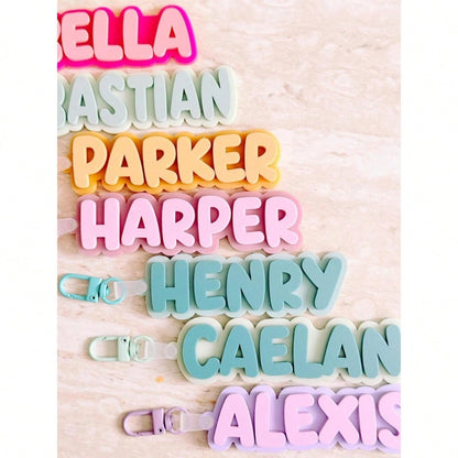 1PC Custom Name Acrylic Luggage Tag, Personalized Double Layer Bold Letter Bag Accessory, Colorful Backpack Tag, Suitable For Girlfriend And Friends