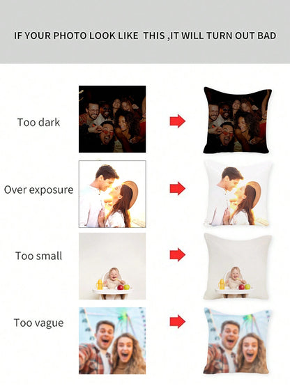 1pc Customized Magic Sequin Pillowcase With Photo, Personalized Sparkly Cushion Cover, Custom Photo Decorative Pillowcase, Personalized Picture Sequin Pillow Cover, Glittery Pillowcase, Living Room So