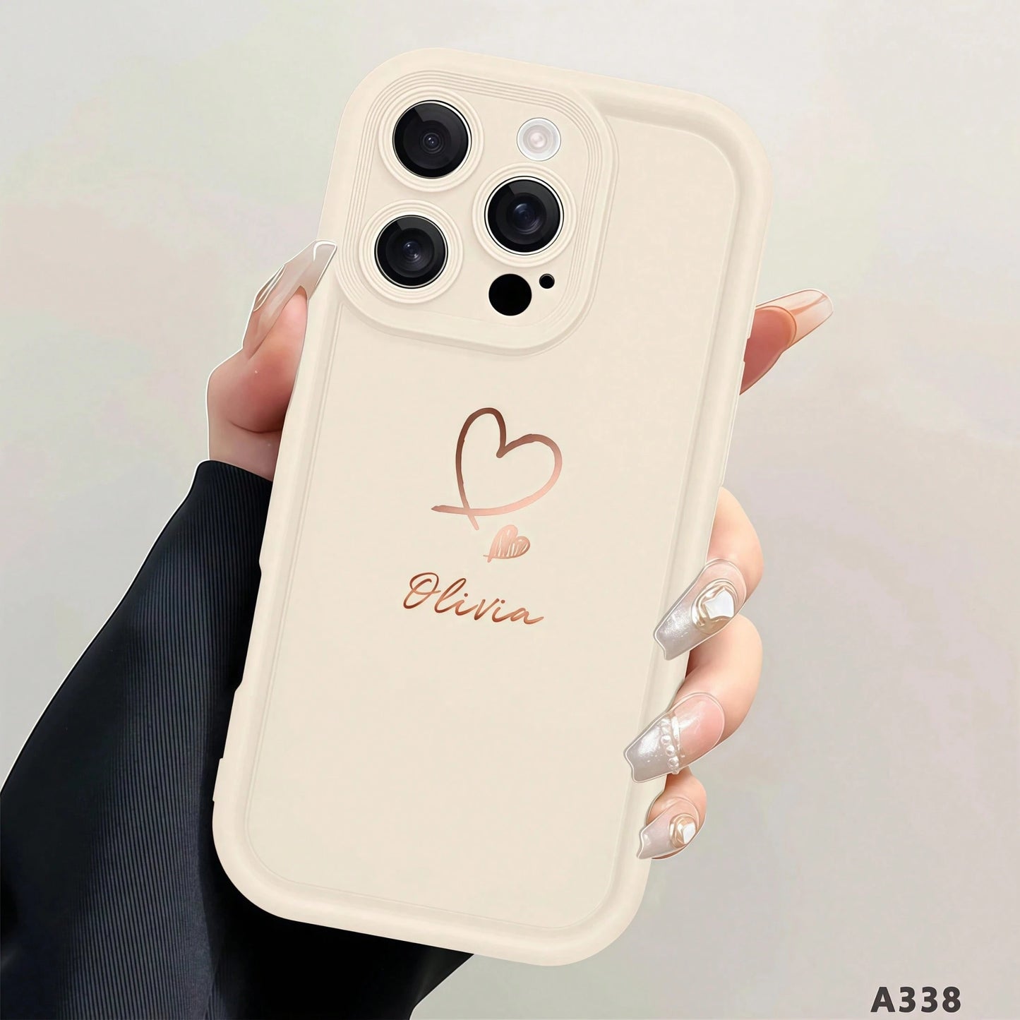 1pc Customized Personalized Unique Couple Name Design Silicone Phone Case, Minimalist, Fashionable, Cute, Distinctive Design, Compatible With Apple 17, 16, 15, 14, 13, 12, 11, X, XR, Xs, 7, Plus, Pro
