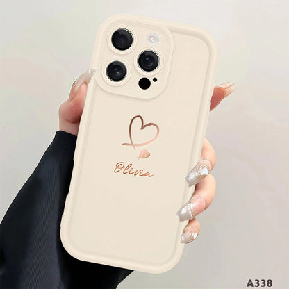 1pc Customized Personalized Unique Couple Name Design Silicone Phone Case, Minimalist, Fashionable, Cute, Distinctive Design, Compatible With Apple 17, 16, 15, 14, 13, 12, 11, X, XR, Xs, 7, Plus, Pro
