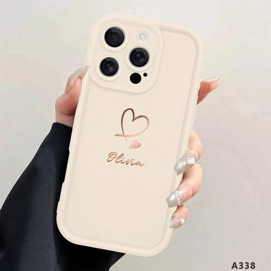 1pc Customized Personalized Unique Couple Name Design Silicone Phone Case, Minimalist, Fashionable, Cute, Distinctive Design, Compatible With Apple 17, 16, 15, 14, 13, 12, 11, X, XR, Xs, 7, Plus, Pro