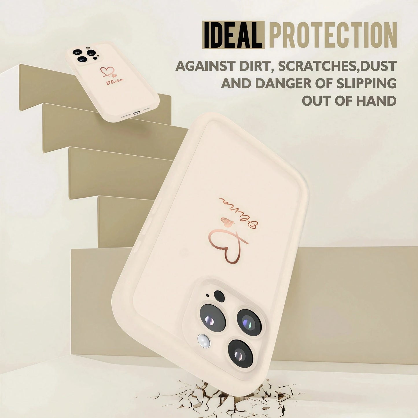 1pc Customized Personalized Unique Couple Name Design Silicone Phone Case, Minimalist, Fashionable, Cute, Distinctive Design, Compatible With Apple 17, 16, 15, 14, 13, 12, 11, X, XR, Xs, 7, Plus, Pro